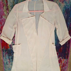 Sweet Rain Cream-Colored Sheer Chiffon Duster, Size Small